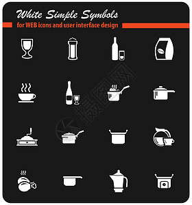 食物和厨房图标 se杯子玻璃蒸汽茶壶平底锅咖啡瓶子背景图片