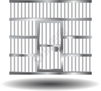 带月门带酒吧的监狱门插画