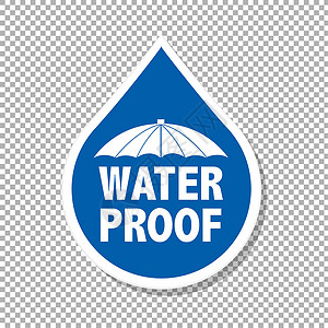 不透水的水滴标签雨天天气蓝色衣服气候织物夹子运输贴纸鞋类插画