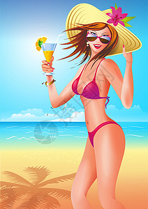桑迪海滩上的女孩背景图片