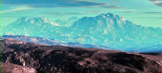 迷雾山插图艺术品3d风景远景天空岩石薄雾背景图片