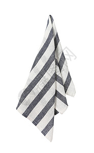 洗碗巾带条纹的洗碗毛巾织物用品白色折叠厨房巾餐巾蓝色擦干抹布高架背景