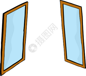 手绘镜子窗口对等或镜像漫画背景