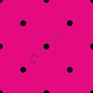 粉红色背景上带有黑色波尔卡圆点的平铺柔和矢量图案背景图片