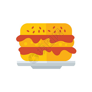 奶黄包子黄盘上汉堡汉堡漫画插画