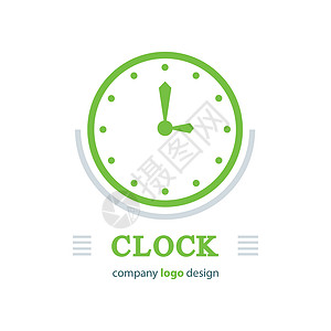 时钟徽标模板绿色颜色背景图片