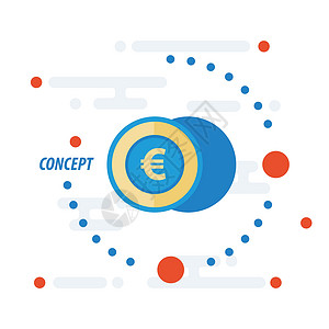 欧元点2欧元硬币概念贷款捐款令牌市场商业兴趣金融基金积累利润插画