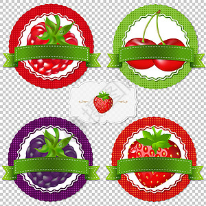 樱桃水果小标签莓标签插画