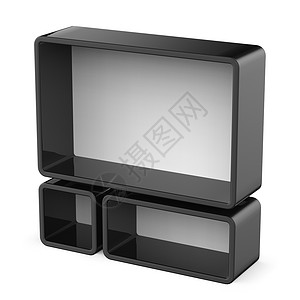 复制空间黑白架子集 3展示空白店面黑色窗户盒子销售店铺办公室架子背景图片