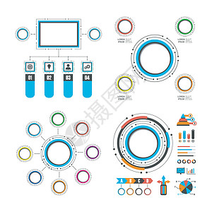 斜切矩形流程图彩色圆圈信息图表 se设计图片