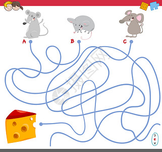 老鼠咬具有鼠标字符的迷宫游戏设计图片