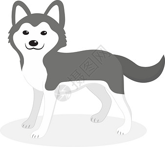 阿克斯胡斯要塞胡斯基育狗图标 平坦 卡通风格 可爱的小狗在白色背景中被孤立 矢量插图 剪辑艺术插画