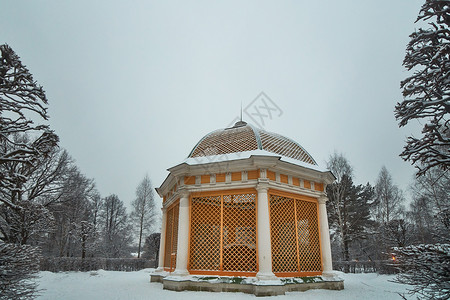 公园雪梅莫斯科Kuskovo宫佩尔戈拉 国家博物馆博物馆文化历史旅行公园地标凉棚天空建筑凉亭背景