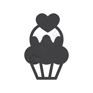 燕麦蛋糕巧克力蛋糕单色面包店图标矢量插画