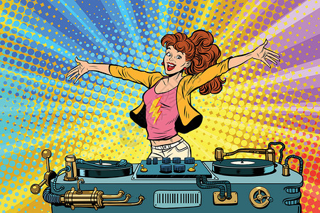 夜店艺术素材DJ俱乐部青年生活方式 青年插画