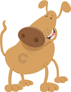 快乐的狗卡通人物设计插图微笑犬类尾巴哺乳动物漫画吉祥物平面小狗背景图片