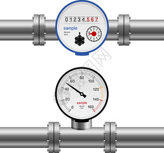 五金水管阀门水管压力计插画