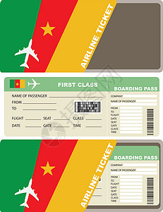 喀麦隆一等飞机票票背景图片