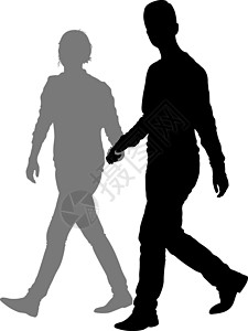 走路的男人剪影男人和女人手拉手走路伙伴女士职员女性黑色白色父母成人性别家庭插画