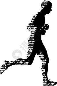 跑步冲刺剪影白色背景上的黑色剪影赛跑者冲刺男子速度竞技冠军短跑团体男性运动身体优胜者运动员插画