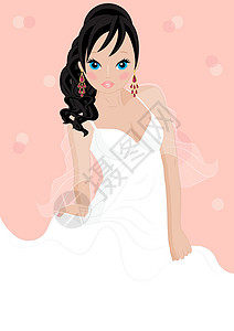 美丽的新娘粉色魅力奢华白色公主女孩裙子卡通片发型女士背景图片