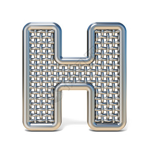 金属风字母H轮廓金属丝网字体 LETTER H 3反射细胞技术海浪网格平铺穿越合金字母管子背景
