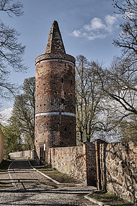 中世纪防御墙和高塔高清图片