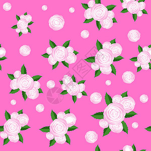 玫瑰兰登无缝接缝模式的布束庆典花瓣植物群千叶香气卡片周年插图植物叶子插画