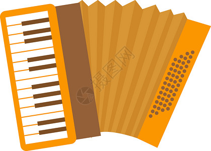 音乐剪辑手风琴图标平坦 卡通风格 音乐仪器孤立在白色背景上 矢量插图 剪辑艺术插画