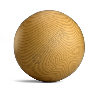 白色背景上孤立的大型木板球圆圈黄色形状木头3d背景图片