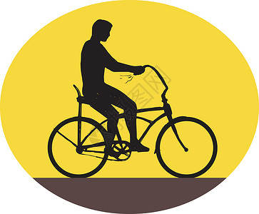 骑着轻快的自行车骑马插图艺术品骑术男性椭圆形运输高清图片
