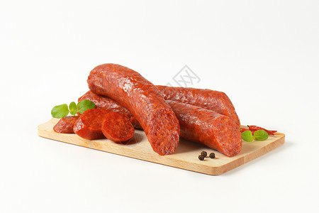 匈牙利Csabai香肠辣椒猪肉美食熏香熏制食物背景图片