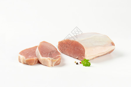 无骨猪肠腰部猪肉倾斜猪排印章食物背景图片