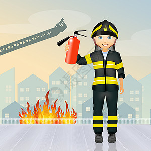 消防员氧气瓶插图危险男人头盔职业英雄帮助火焰管子背景图片