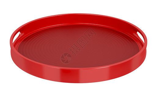 空塑料托盘食堂圆形空白厨具拼盘红色服务咖啡盘子咖啡店背景图片