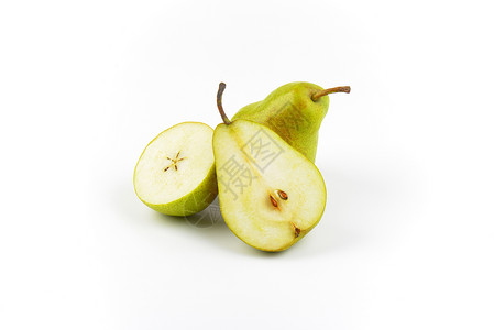 半圆的梨子花梗水果种子绿色背景图片