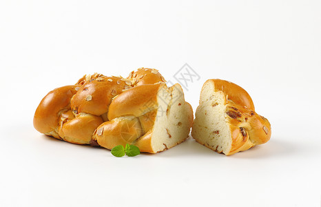 捷克圣诞面包酵母沙拉葡萄干杏仁食物早餐美食背景图片