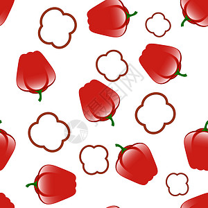 美食三联框贝尔红辣椒 无缝无缝模式设计图片