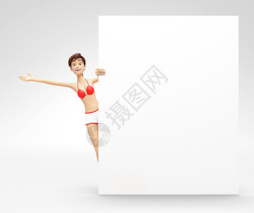 觉醒体操季海报空白产品广告牌和横幅样机3D 比基尼特征背景