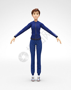3d静态素材静态珍妮-3D卡通女性角色运动模型-人体黄金比例背景