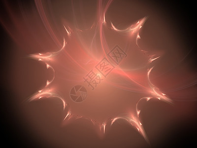 以带曲线的花卉图案形式的红色抽象发光分形的 3D 渲染背景图片
