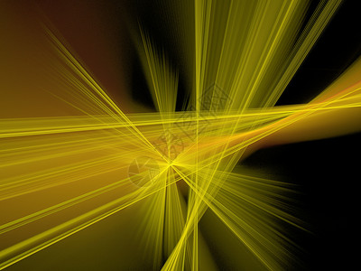 3D 以黄色抽象的分形发光 用射线发光背景图片