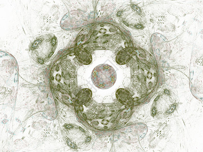 带有花卉图案的绿色分形的 3D 渲染珠子白色背景图片