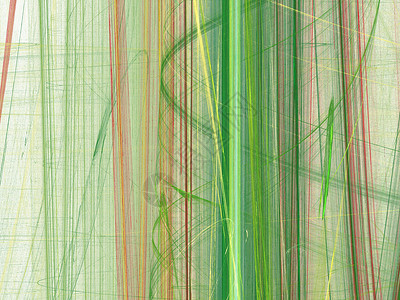 3D 以多彩绿色抽象分形与垂直线和曲线相交线条渲染白色背景图片
