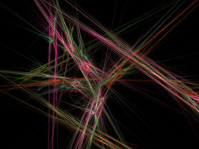 具有彩色射线混沌簇的抽象分形的 3D 渲染绿色黑色粉色黄色背景图片