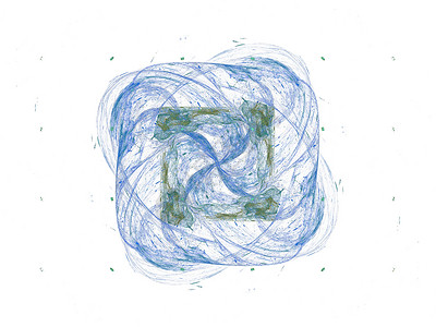 带有花卉图案的蓝色抽象分形的 3D 渲染白色背景图片