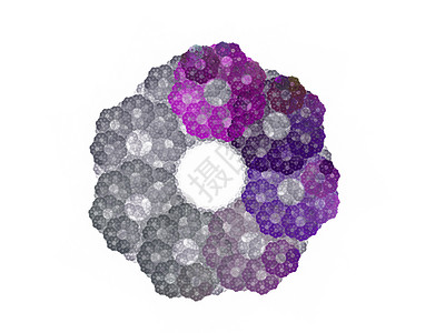带有紫色花卉图案的抽象分形渲染白色灰色圆形背景图片