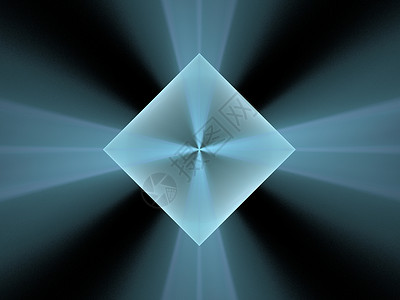 3D 以蓝色发光的分形与射线交接 中间有一颗钻石背景图片