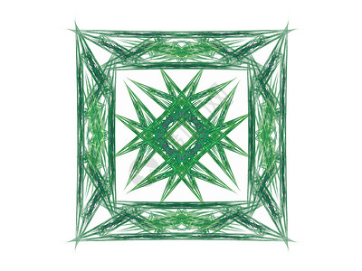 带有绿色图案的抽象分形装饰品白色样本渲染单元正方形插图背景图片