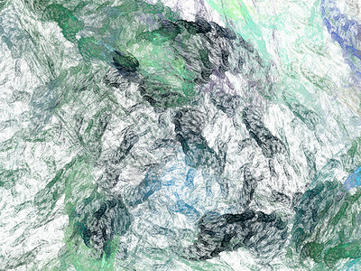具有彩色混沌笔触的抽象分形白色渲染灰色绿色背景图片